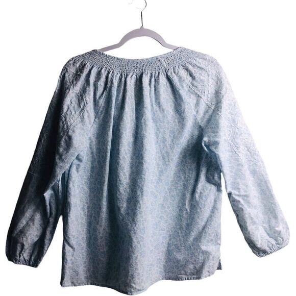 JOIE Linen Blend Floral Peasant Embroidered Tassel Blouse - Picture 2 of 8